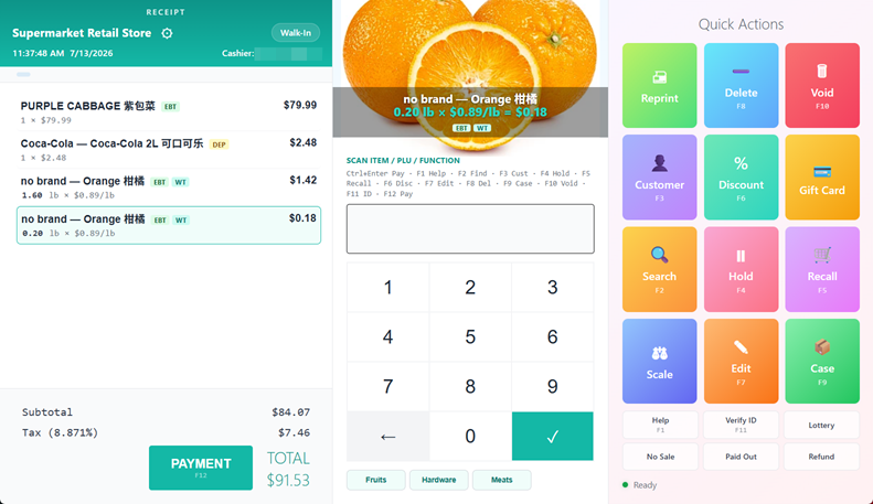 Supermarket and Grocery POS Interface